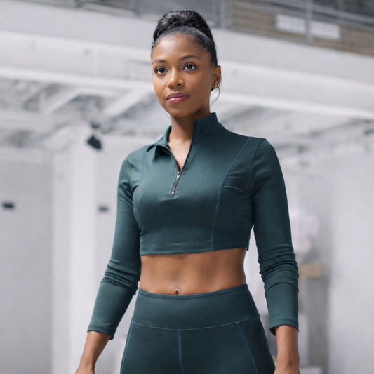 Momentum Cropped Quarter-Zip Top