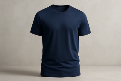 Luxury Pima cotton tee with added stretch for daily comfort. Perfect for commute, casual Fridays, and post-gym coffee. in deep navy for men